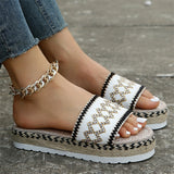 Women's Ethnic Style Thick Sole Woven Holiday Slippers