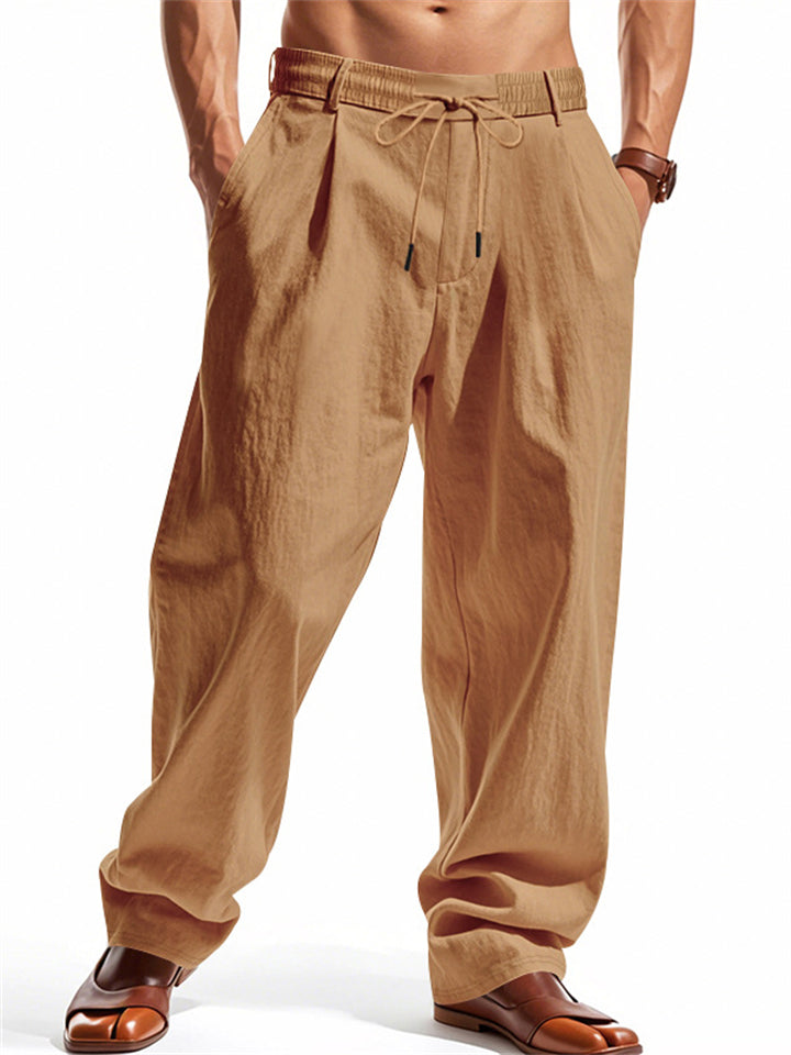 Men's Casual Linen Drawstring Beach Pants