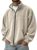 Men's Autumn Casual Loose Fit Zip-Up Fleece Tops