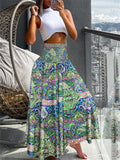 Abstract Print High Waist Holiday Ethnic Skirt for Women