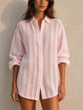 Women Breathable Button Down Long Sleeve Oversized Shirt