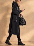 Women Long Hooded Cardigan Fleece Zip Up Oversized Coat