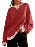 Women's Casual Contrast Color Long Sleeve Sweatshirts