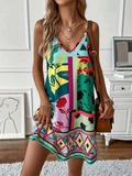 Women's Summer Sexy Holiday Style Print Strap Mini Dress