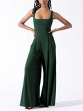 Elegant Square Neck Sleeveless Wide Leg Jumpsuit for Women
