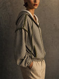 Womens Casual Striped Zip Up Hoodie Oversized Sweatshirts