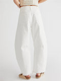 Vintage Wide Leg Raw Hem Barrel Jeans for Women