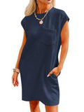 Women's Casual Solid Color A-Line Knee Length Short Sleeve Dress