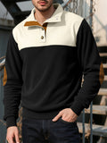 Men's Autumn Casual Contact Color Corduroy Quarter Button Pullover Sweatshirts