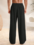 Men's Solid Color Casual Mid-Rise Wide Leg Straight Trousers