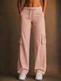 Women High Waist Drawstring Wide Leg Baggy Cargo Pants