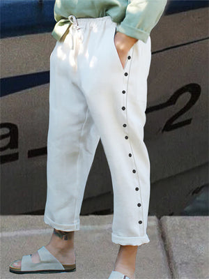 Modish Comfort Plain Lace-up Long Pants for Male