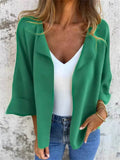 ‌Womens Autumn Faux Suede Plain Color Lapel Cardigan Outwear
