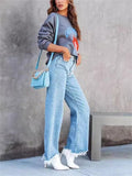 Ladies Vogue Spring Summer Raw Hem Fringe Jeans