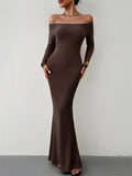 Ladies Elegant Slim Fit Sexy Off-shoulder Dresses
