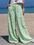 Women's Comfort Wide Leg Floral Leaf Printed Pants