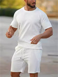 Men's 2 Piece Casual Athletic Gym Summer Short Sleeve Outfits