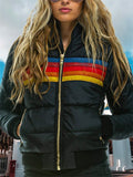 Female Casual Hooded Contrast Color Short Padded Jacket