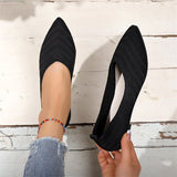 Ladies Simple Slip On Pointed Toe Knit Loafers