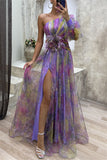 Women's Fashion Tulle Asymmetric Off Shoulder Split Dress