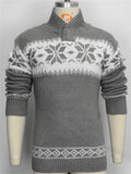 Men's Pullover Stand Collar Snowflake Jacquard Sweaters