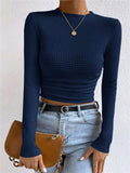 ‌Women's Sexy Long Sleeve Waffle Knit Slim Fit Shirts