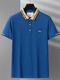 Men's Contrast Color Casual Short Sleeve Lapel Polo Shirts