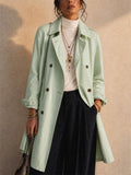 Women Classic Double Breasted Mid Length Trench Coat