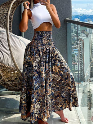 Abstract Print High Waist Holiday Ethnic Skirt for Women