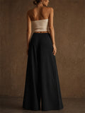 Women's Stylish High Waist Pleated Wide Leg Palazzo Office Pants