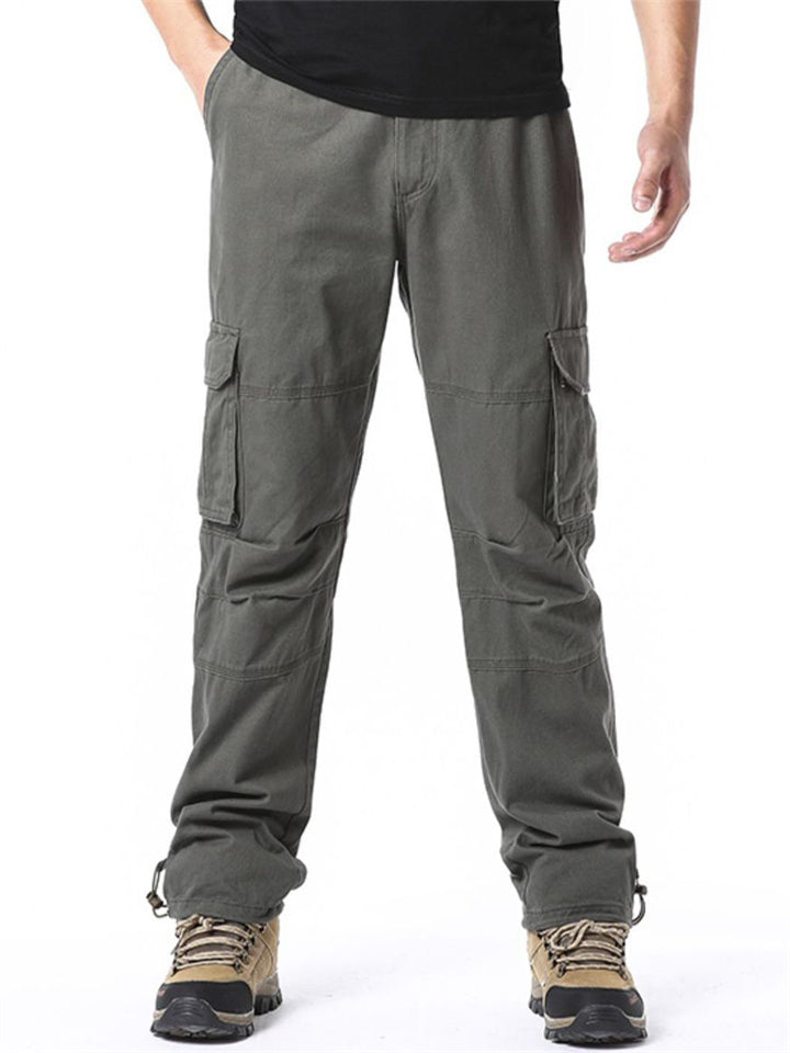 Men's Casual Solid Color Cotton Autumn Cargo Trousers