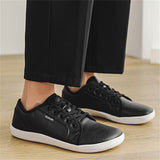 Men's Casual Faux Leather Solid Color Lace Up Low Top Flats Shoes