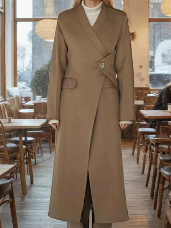 Women OL Style V-Neck Long Sleeve Trench Coat
