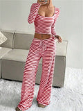 Women's Stylish Comfy Slim Fit Striped Matching Set