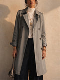 Women Classic Double Breasted Mid Length Trench Coat
