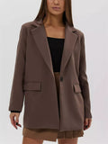 Women's Autumn Solid Color Single Breasted Suit Collar Jacket