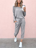 Women's Comfort 2-Piece Set Casual T-Shirt & Lace Up Pants