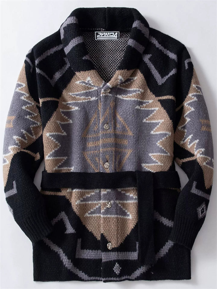 Men's Winter Heavy Industry Jacquard Button Up Cardigan Sweaters