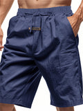 Men's Solid Color Casual Drawstring Beach Shorts