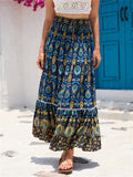 Bohemian Exotic Print Pleated Skirt for Women
