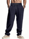 Men's Casual Corduroy Contrast Color Stripe Straight Pants