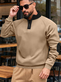 Men's Autumn Contrast Color Half Zipper Stand Collar Pullover Sweatshirts