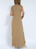 Women's V Neck Sleeveless Side Slit Simple Leisure Dress