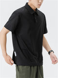 Men's Summer Cotton Solid Color Lapel Polo T-Shirt
