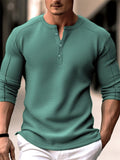 Autumn Chic Slim Waffle Henley Shirt for Men