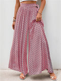 Summer Women's Holiday Style Print Tie-waist Wide Leg Pants