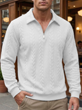 Mens Cable Knit Zip Up Pullover Long Sleeve Sweatshirts