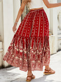 Women's Boho Holiday Style Print High Waist A-Line Beach Skirt