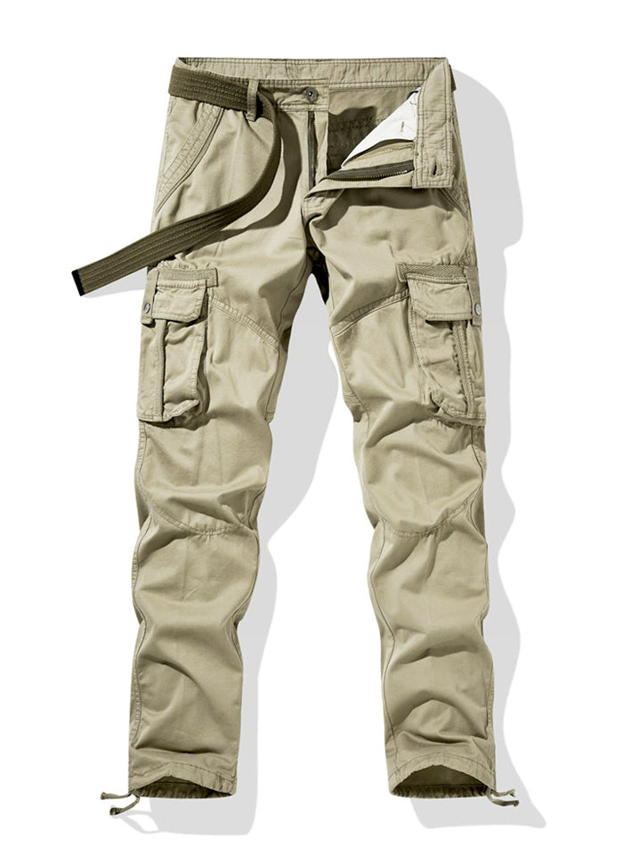 Mens Cotton Blend Mid-waist Multi Pocket Tactical Cargo Pants