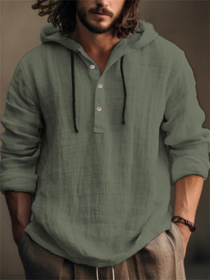 Men's Oversized Cotton Linen Pullover Hoodies for Autumn